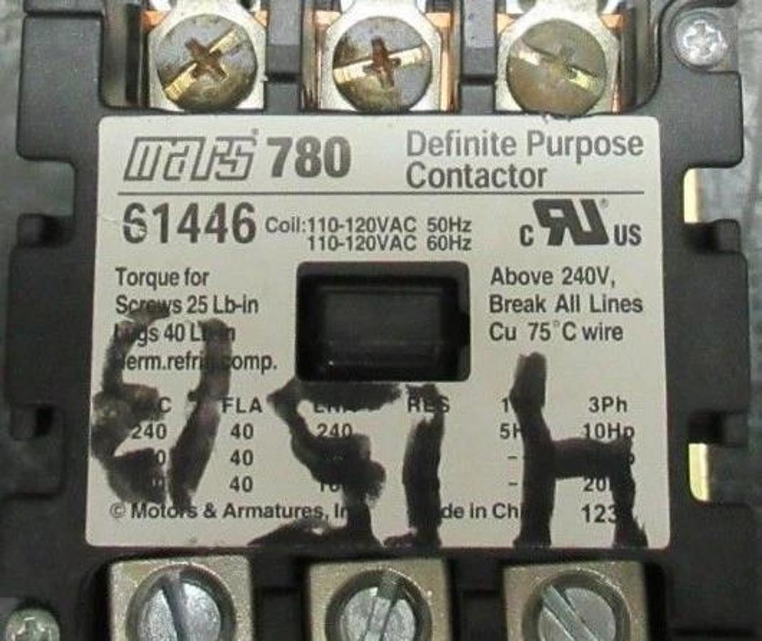 Used MARS 780 STARTER 61446 600V 40A 20HP 3-POLE 3-PHASE COIL: 120V **WARRANTY**