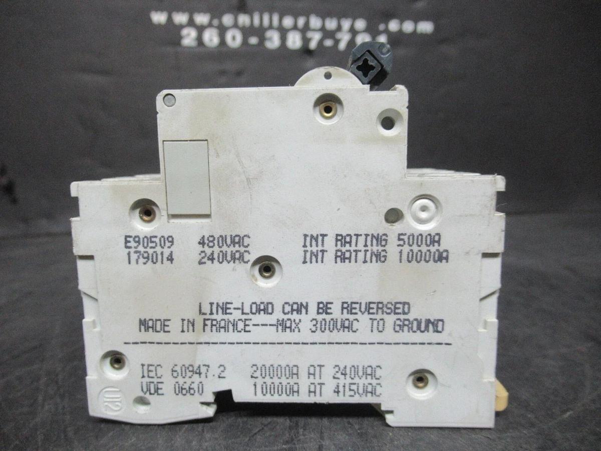 Used MERLIN GERIN THREE POLE BREAKER 24466 MULTI 9 C60N 10A-TYPE C 10 AMP 480 VAC