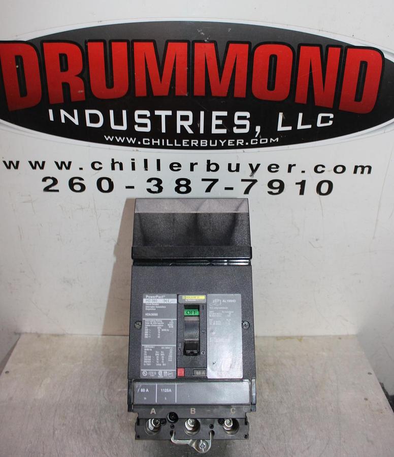 Used SQUARE D I-LINE CIRCUIT BREAKER FA34060 60 AMP 600 VAC 3-POLE