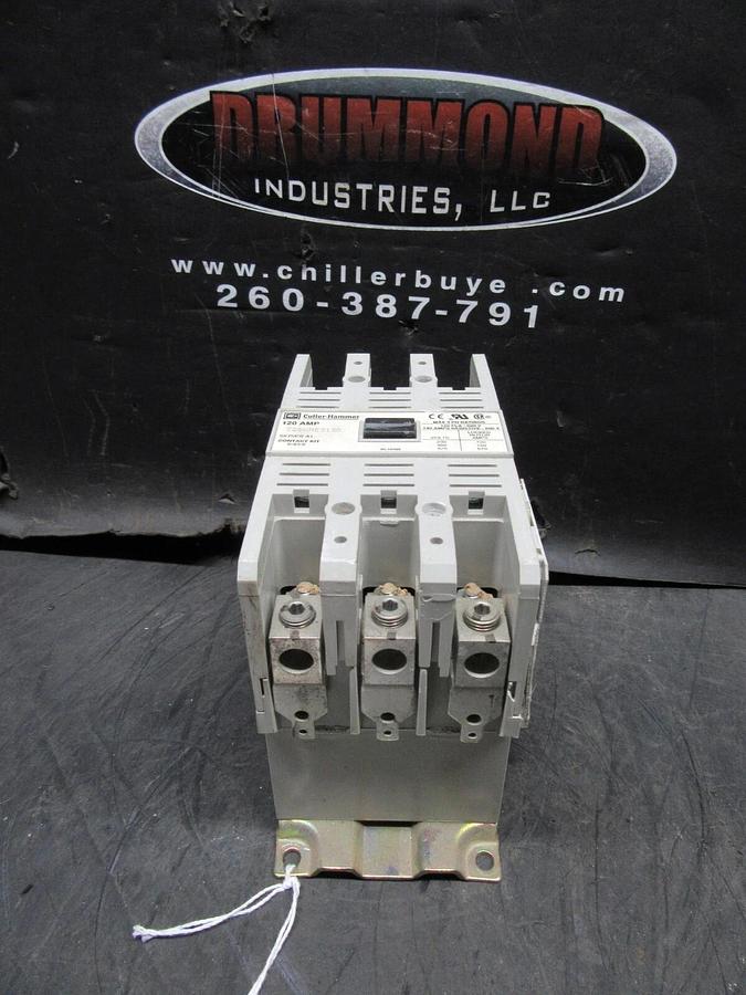 Used CUTLER HAMMER CONTACTOR C25HNE3120 120 AMP 480/600 V SERIES A1 120 V COIL 3 LUGS