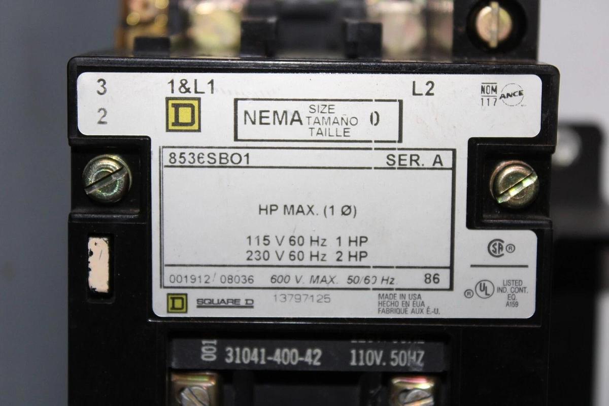 Used SQUARE D SIZE 0 FUSIBLE COMBINATION STARTER 8538SBA66V02CFP1 NEMA 3R 30 AMP