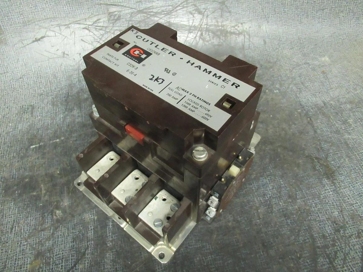 Used CUTLER-HAMMER CONTACTOR C832KN9 200A 600V 3-PHASE 3-POLE COIL: 120V