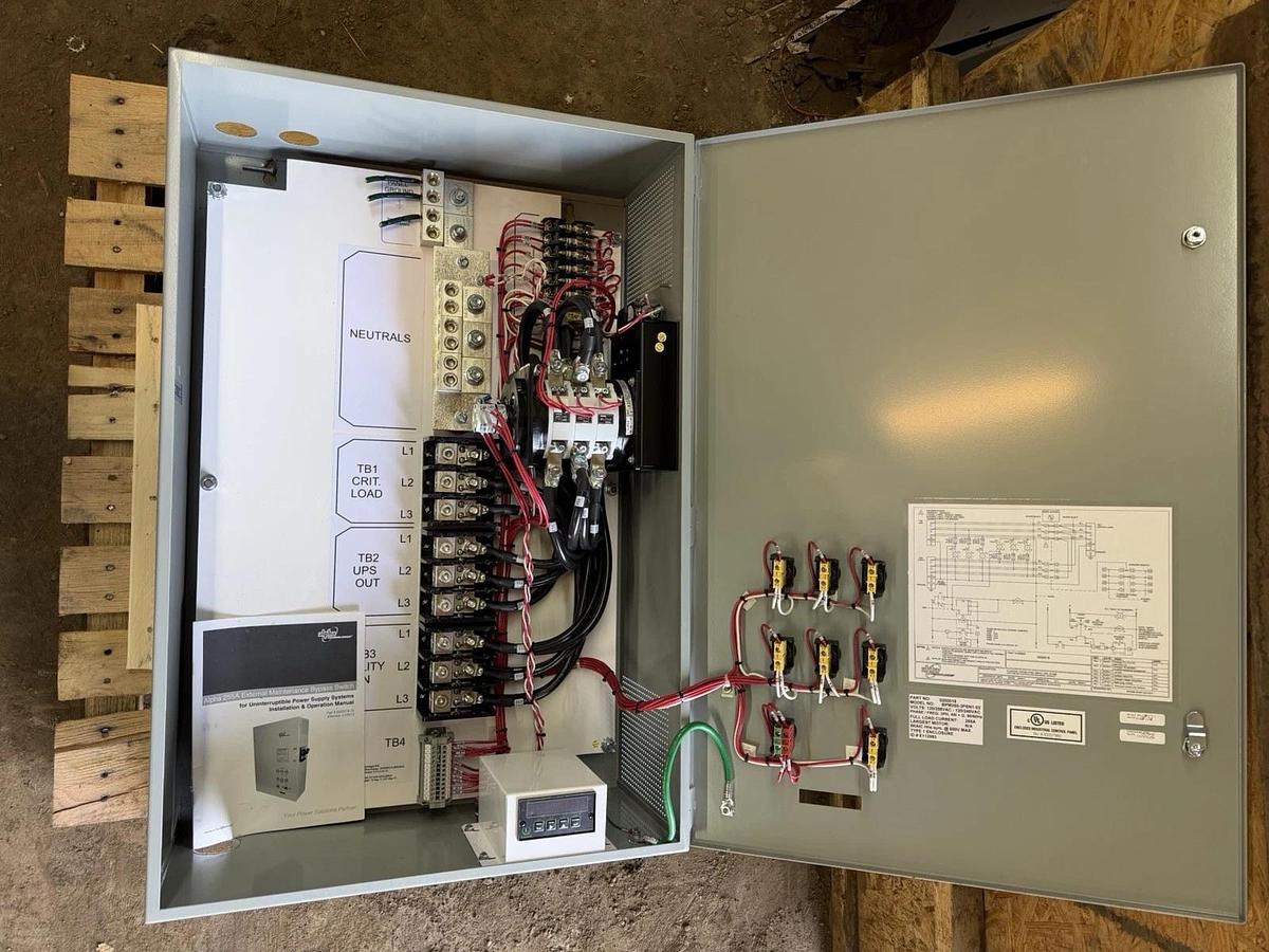 Used ALPHA MODULAR UPS CABINET AMPS80-3-30 80HP 0200018 208V 88 AMP W/ BYPASS SWITCH