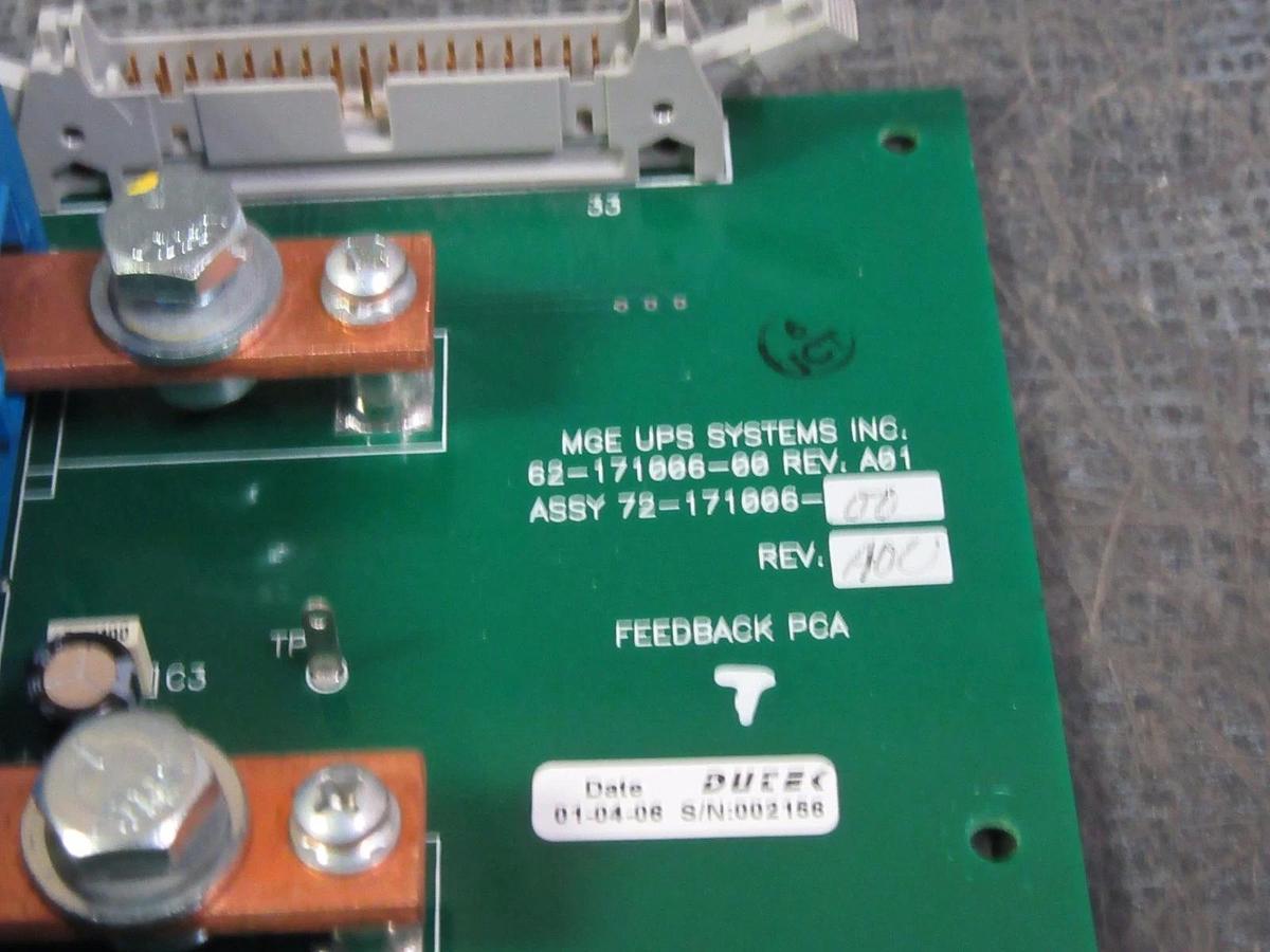 Used MGE UPS SYSTEMS FEEDBACK PCA CIRCUIT BOARD MODEL: 62-171006-00 ; 72-171006-00