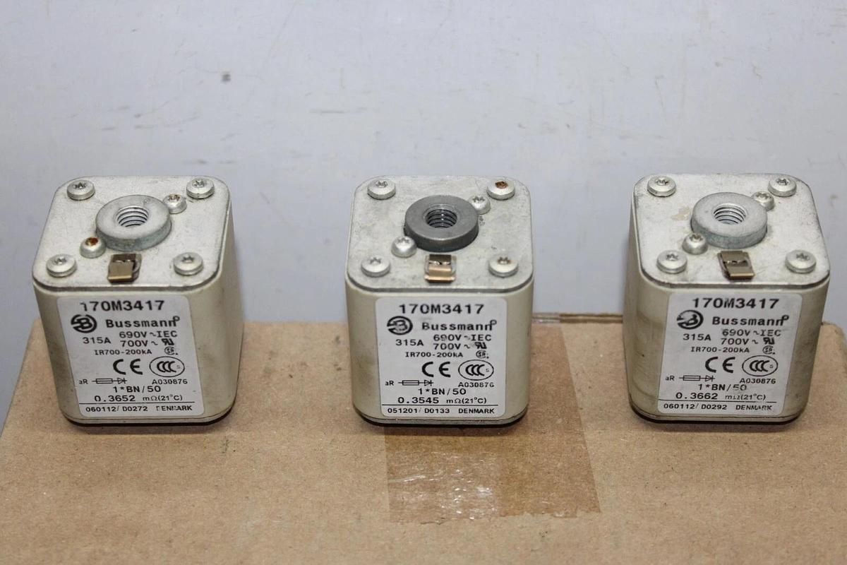 Used LOT OF 3 BUSSMANN FUSE 170M3417 315 AMP 700 VAC **WARRANTY INCLUDED**