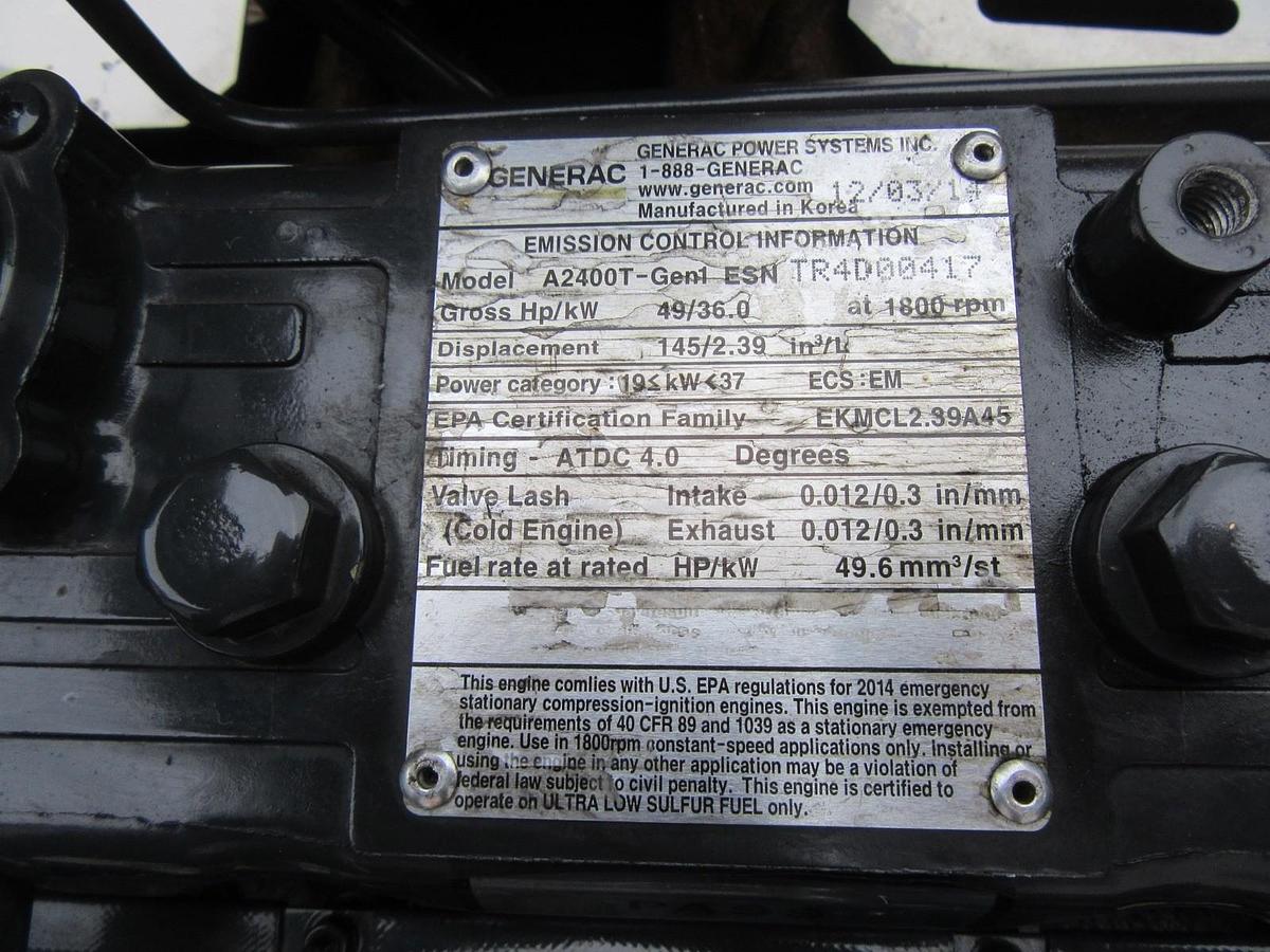 Used 2015 30 KW DIESEL GENERATOR GENERAC 120/240 VOLT SINGLE PHASE 181 HOURS VIDEO