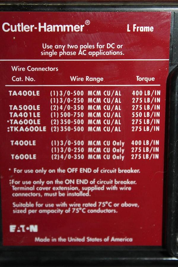 Used CUTLER HAMMER MOLDED CASE SWITCH LS36040YE 400 AMP 600 VAC 3-POLE *WARRANTY*