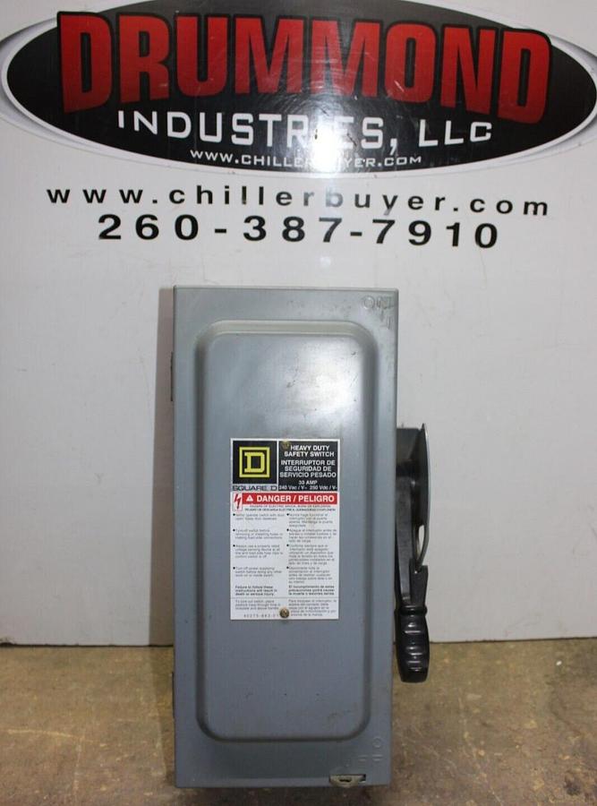 Used SQUARE D HEAVY DUTY SAFETY DISCONNECT SWITCH H321N 30 AMP 240 VAC TYPE 1