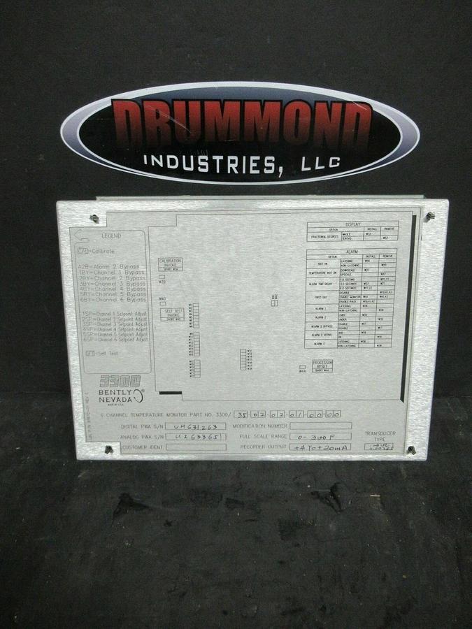 Used BENTLY NEVADA 6 CHANNEL TEMP. MONITOR 81672-01 REV. E 3300/35-02-02-01-00-00