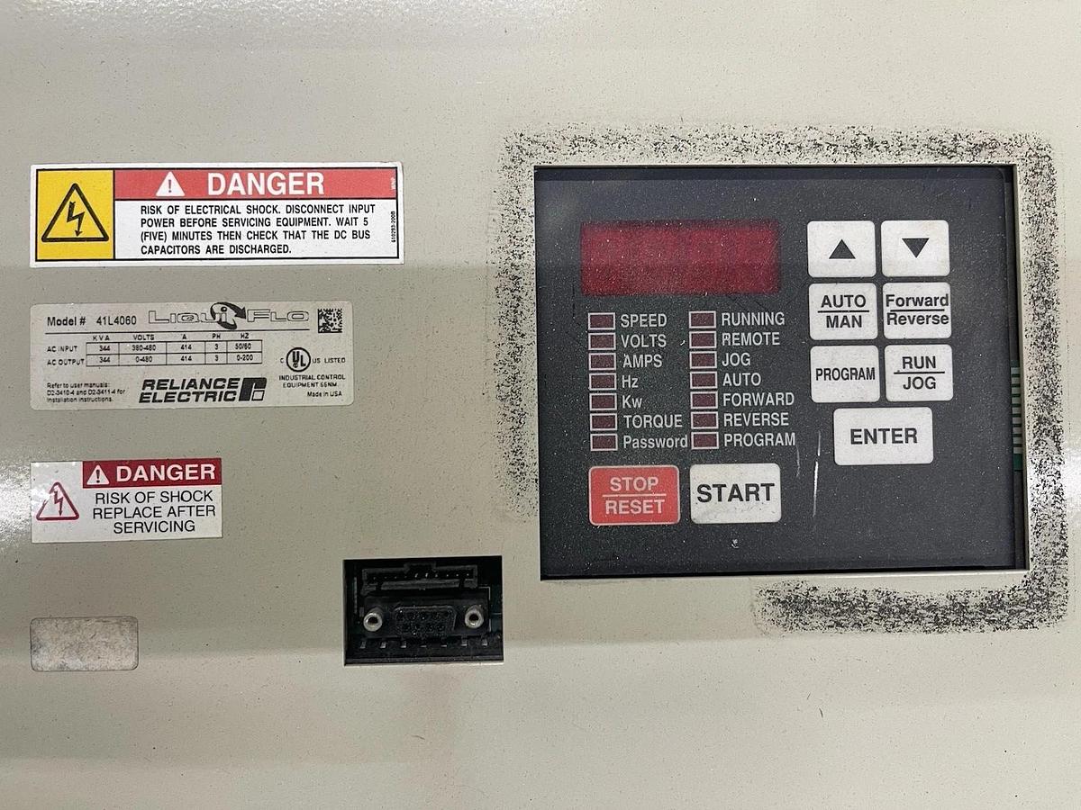 Used RELIANCE ELECTRIC LIQUIFLO VFS 41L4060 344 kVA 480 VOLT 414 AMP 3-PHASE