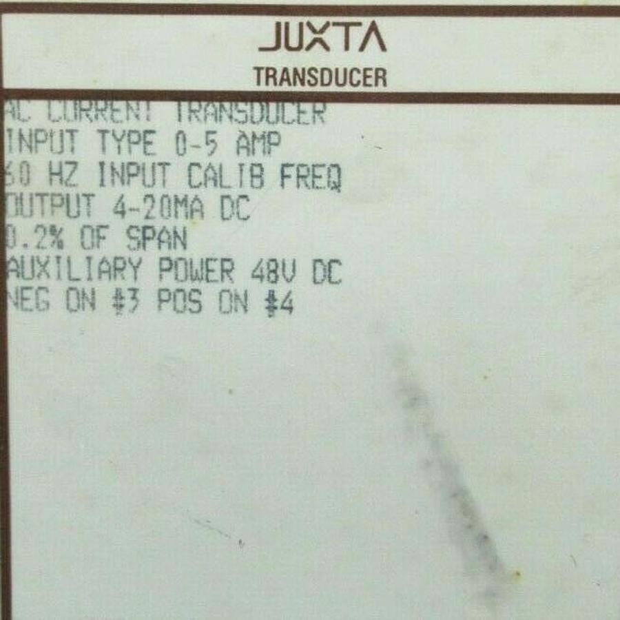 Used YOKOGAWA JUXTA AC CURRENT TRANSDUCER 248921-380-AHD-4 IN: 0-5 AMP OUT: 4-20 MA