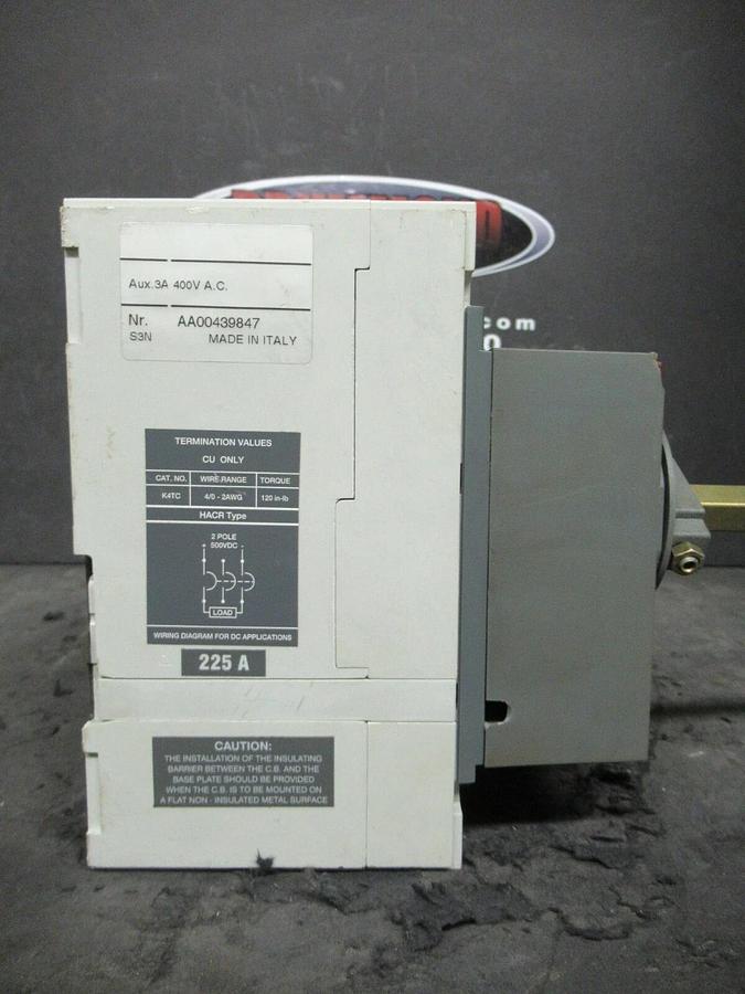 Used 225 AMP ABB BREAKER S3H SACE S3 AUX SWITH 3P 480VAC 600VDC  *WARRANTY INCLUDED*