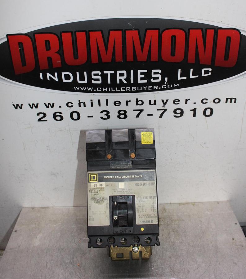 Used SQUARE D I-LINE CIRCUIT BREAKER FH36020 20 AMP 600 VOLT 3-POLE