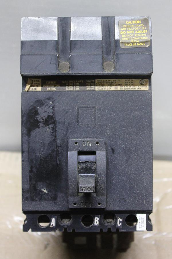 Used SQUARE D I-LINE CIRCUIT BREAKER FA34090 90 AMP 480 VAC 3-POLE
