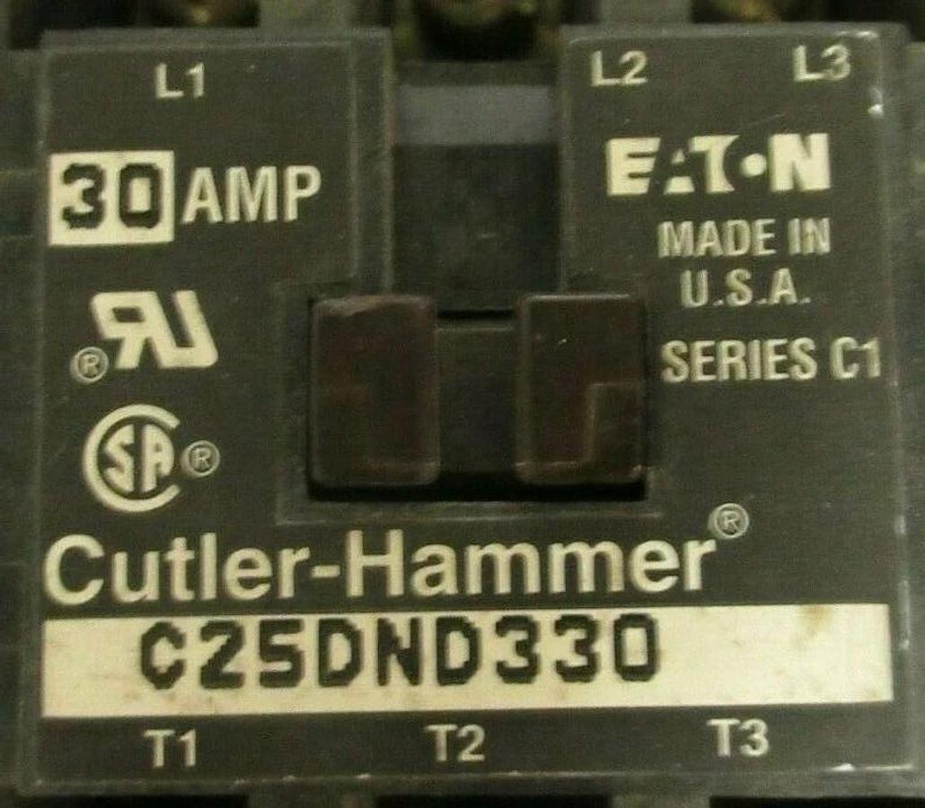 Used (LOT OF 3) EATON CONTACTOR C25DND330 SER. C1  30 AMP 600 VAC 15 HP 40 AMP/RES