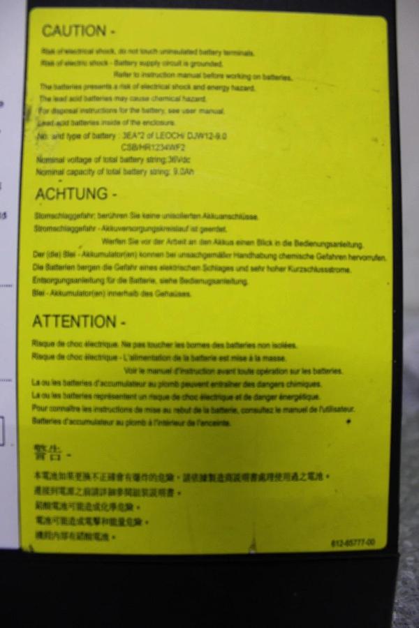 Used EATON EXTENDED BATTERY MODULE 9PX-EBM 9PXEBM36RTZ 36 VDC 35 AMP 9000-00333-00P