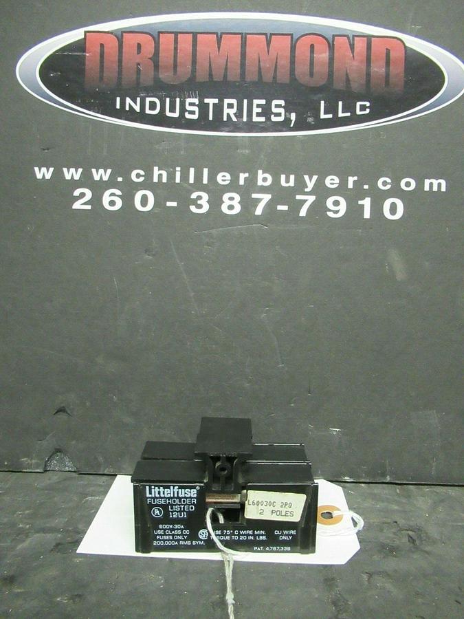 Used LITTELFUSE FUSE HOLDER L60030C-2PQ 600 VOLT 30 AMP CLASS CC FUSES W/ FUSES