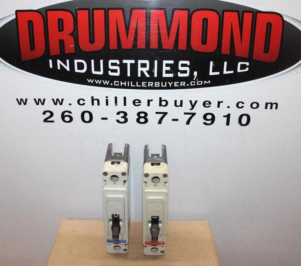 Used LOT OF 2 CUTLER HAMMER HFD1020 20 AMP 277 VAC SINGLE POLE HFD-65K