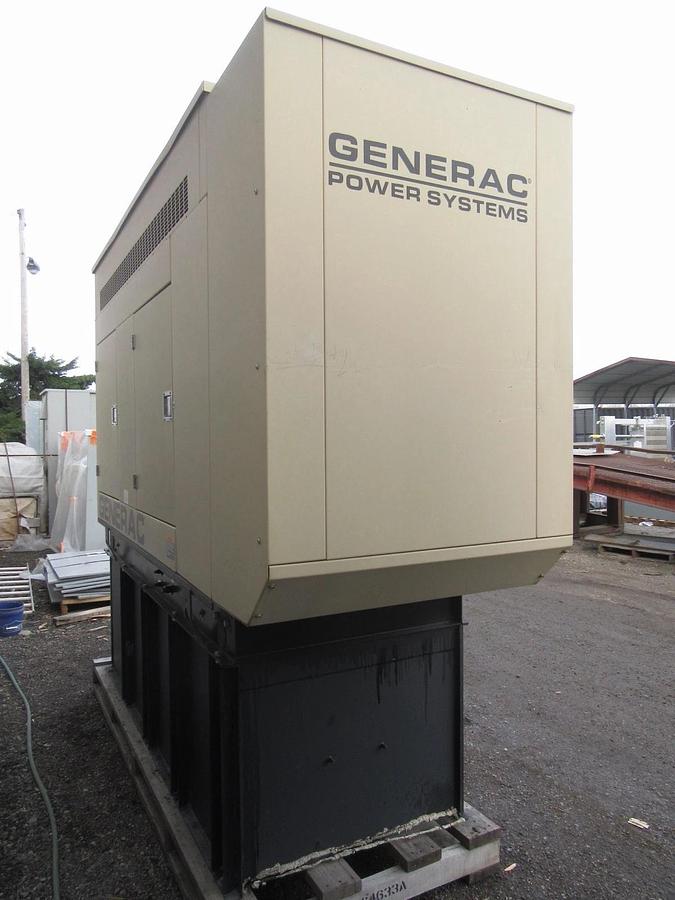 Used 60 KW DIESEL GENERATOR GENERAC 120/240 VOLT ONLY 500 HRS SOUND ENCLOSED VIDEO