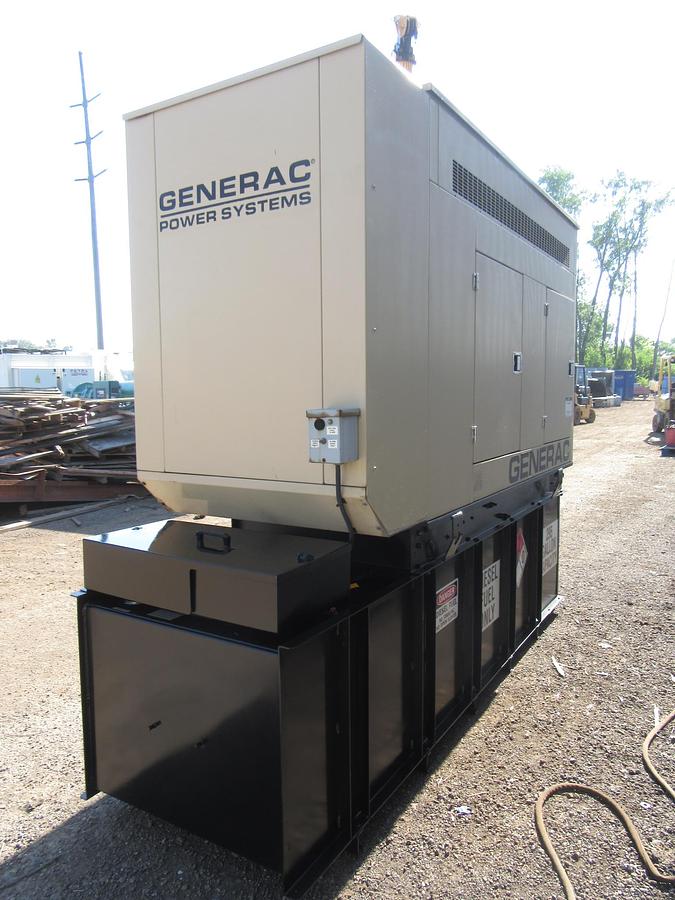 Used 60 KW DIESEL GENERATOR GENERAC 120/240 VOLT SOUND ENCLOSED VIDEO WE SHIP