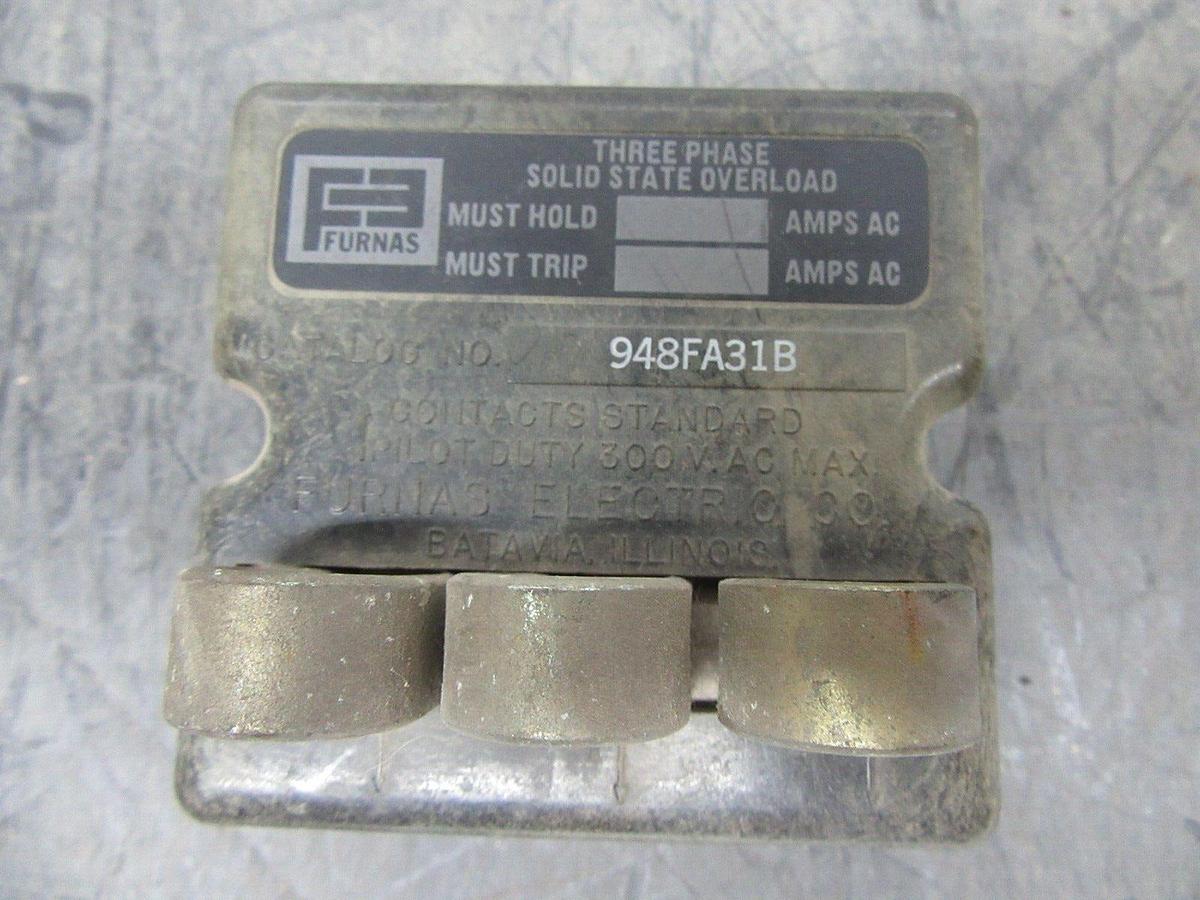Used FURNAS THREE PHASE SOLID STATE OVERLOAD 948FA31B 300 VAC **WARRANTY**
