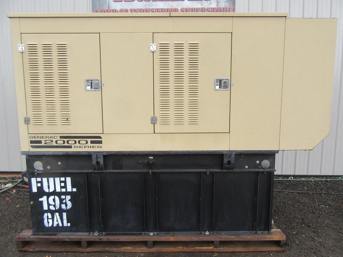 Used 50 KW DIESEL GENERATOR GENERAC 120/240V 1 PH ONLY 137.5 HRS  ENCLOSED 50 KW