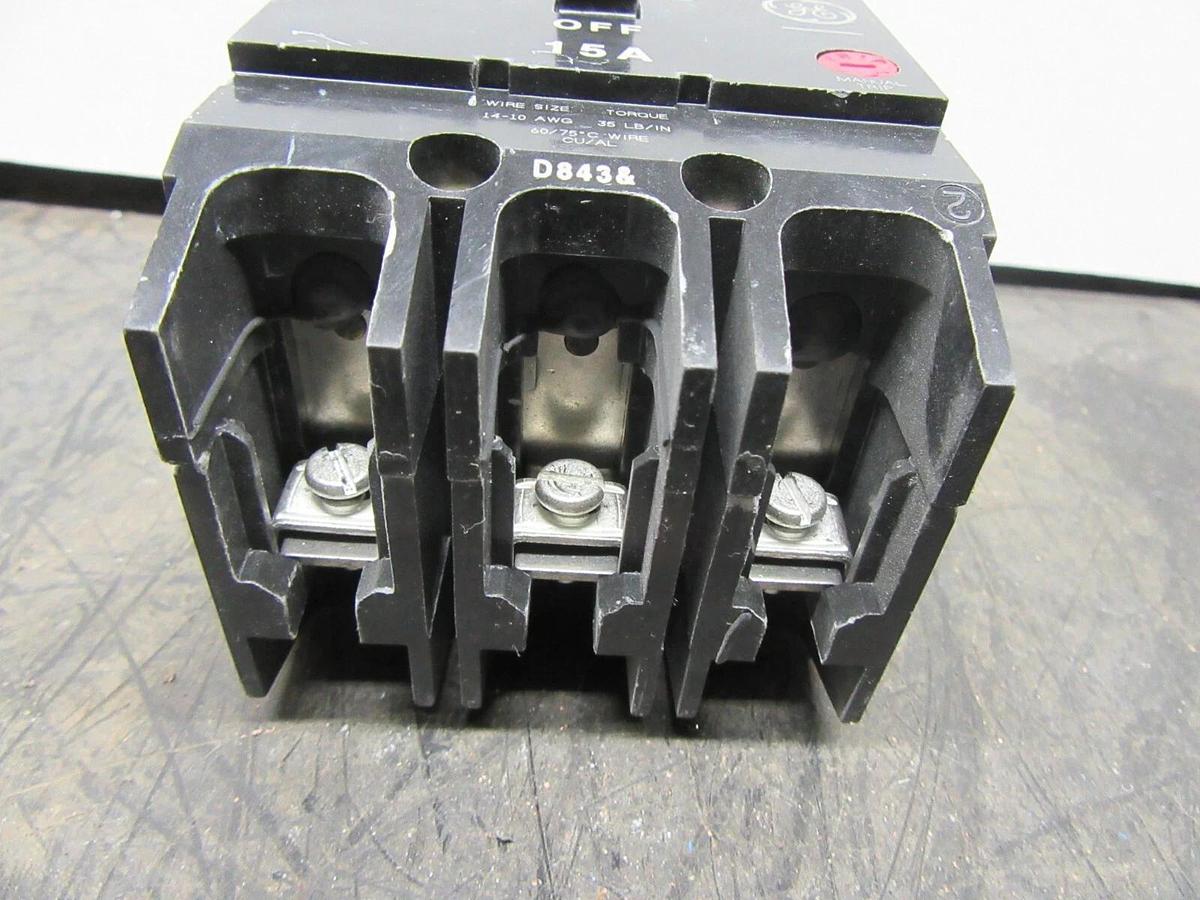 Used GE E11592 TEY HACR BREAKER 15 AMP 480/277 VAC 3-POLE **WARRANTY INCLUDED**