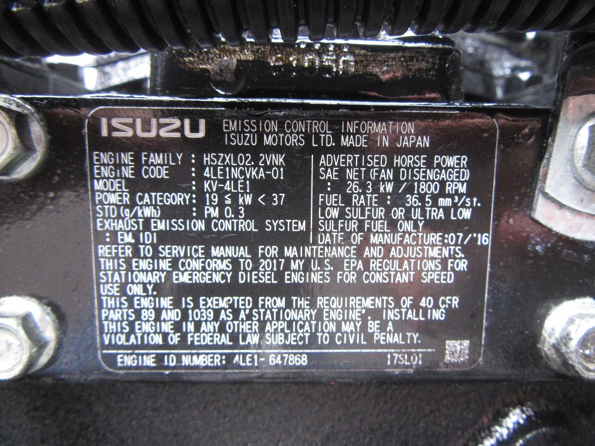 Used 20 KW DIESEL GENERATOR MTU 120/240 V 4LE1 ISUZU SOUND ENCLOSED 184 HRS  VIDEO