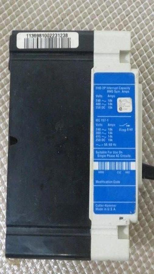 Used WESTINGHOUSE CUTLER HAMMER EHD14K BREAKER 15 AMP 2 POLE 480 VAC MODEL EHD2015