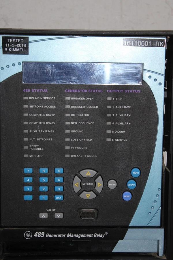 Used GENERAL ELECTRIC GENERATOR MANAGEMENT RELAY 489-P5-HI-A20 *TESTED*