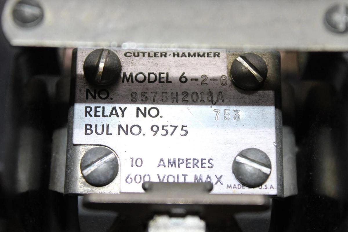 Used CUTLER HAMMER CONTACTOR COIL 6-2-6 10 AMP 120 VAC 9575H2018A