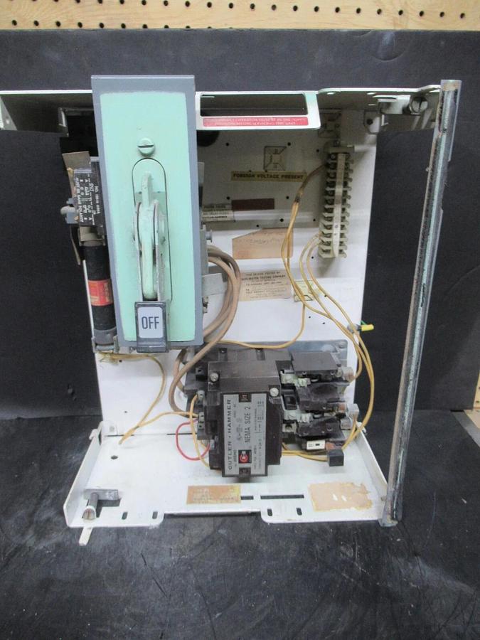 Used CUTLER HAMMER MOTOR CONTROL BUCKET 17" NEMA SIZE 2 STARTER A10DN0 35 AMP FUSES