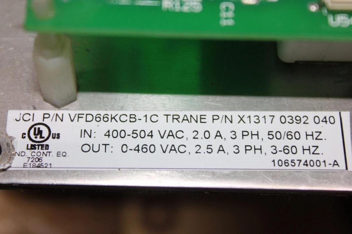 Used TRANE VFD POWER SUPPLY CIRCUIT BOARD VFD66KCB-1C X1317-0392-040 25-2589-27