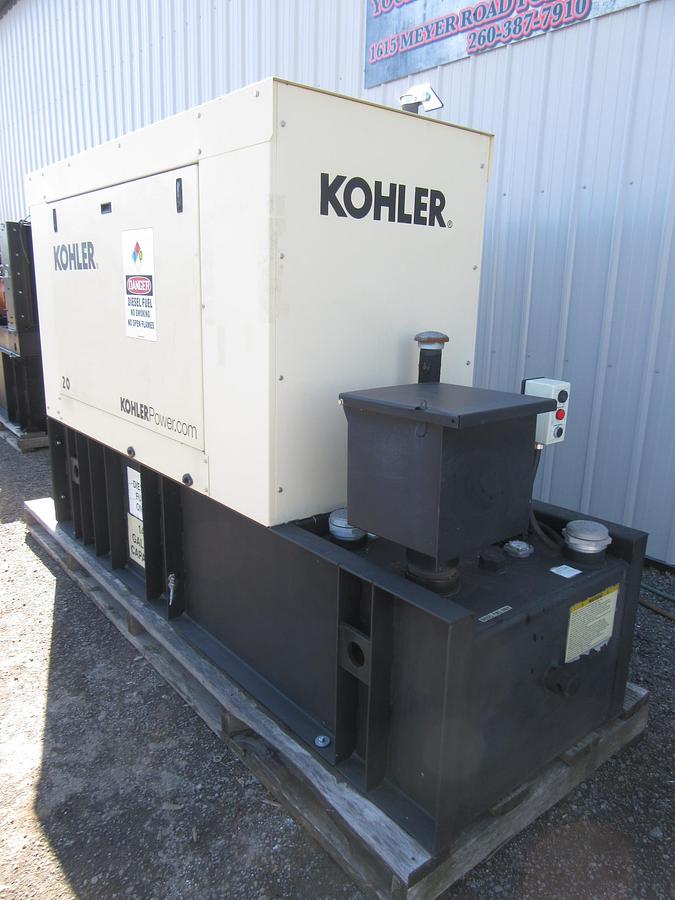 Used 20 KW DIESEL GENERATOR KOHLER 120/240V 20REOZK ENCLOSED ONLY 82 HRS