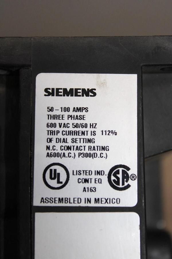 Used SIEMENS SOLID STATE OVERLOAD RELAY 958DA32A 50-100 AMP **WARRANTY**