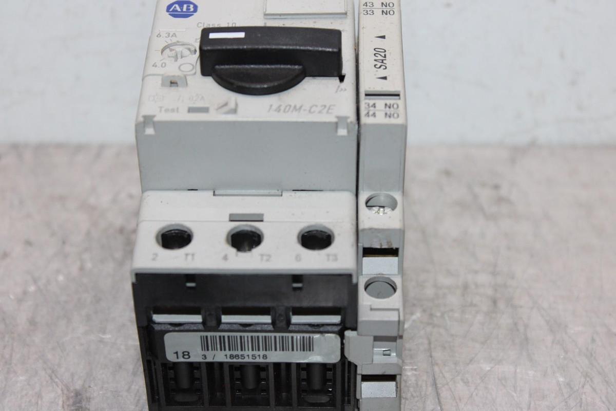 Used ALLEN BRADLEY MANUAL MOTOR STARTER 140M-C2E-B63 600 VAC 3-POLE 4 TO 6.3 AMP