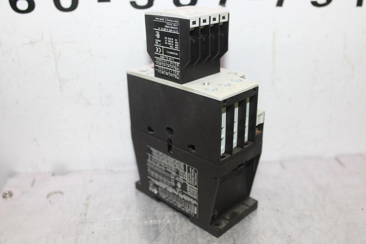 Used EATON CONTACTOR XTCE032C10 40 AMP 3-PHASE 600 VAC 3-POLE 25 HP W/ XTCEXFAC11