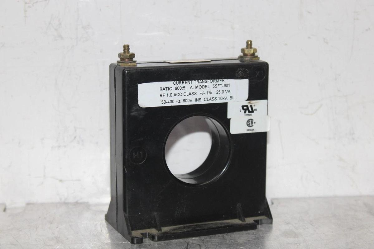 Used TYCO ELECTRONICS CURRENT TRANSFORMER 5SFT-601 600:5 50-400 HZ 25 VA 600 VOLT