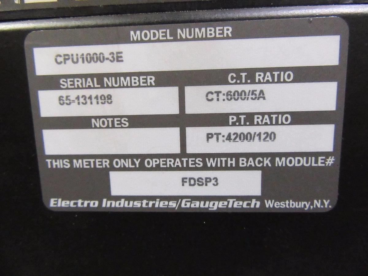Used ELECTRO INDUSTRIES FUTURA + SERIES CPU1000 MULTIFUNCTION POWER MONITOR W/ P-33