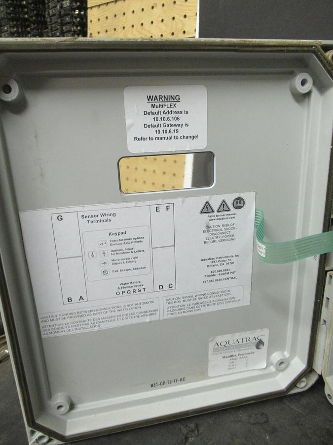 Used AQUATRAC INSTRUMENTS MULTIFLEX COOLING TOWER CONTROLLER M5T-CP-T2-TF-RC DRIVE