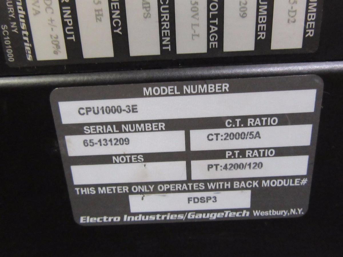 Used ELECTRO INDUSTRIES FUTURA + SERIES CPU1000 MULTIFUNCTION POWER 2000/5A
