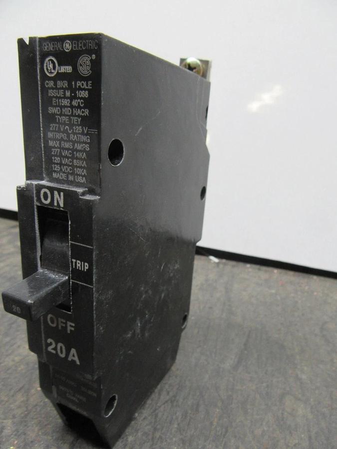Used LOT OF 4 GE TEY HACR CIRCUIT BREAKER E11592 1-POLE 20 AMP 277 VAC **WARRANTY**