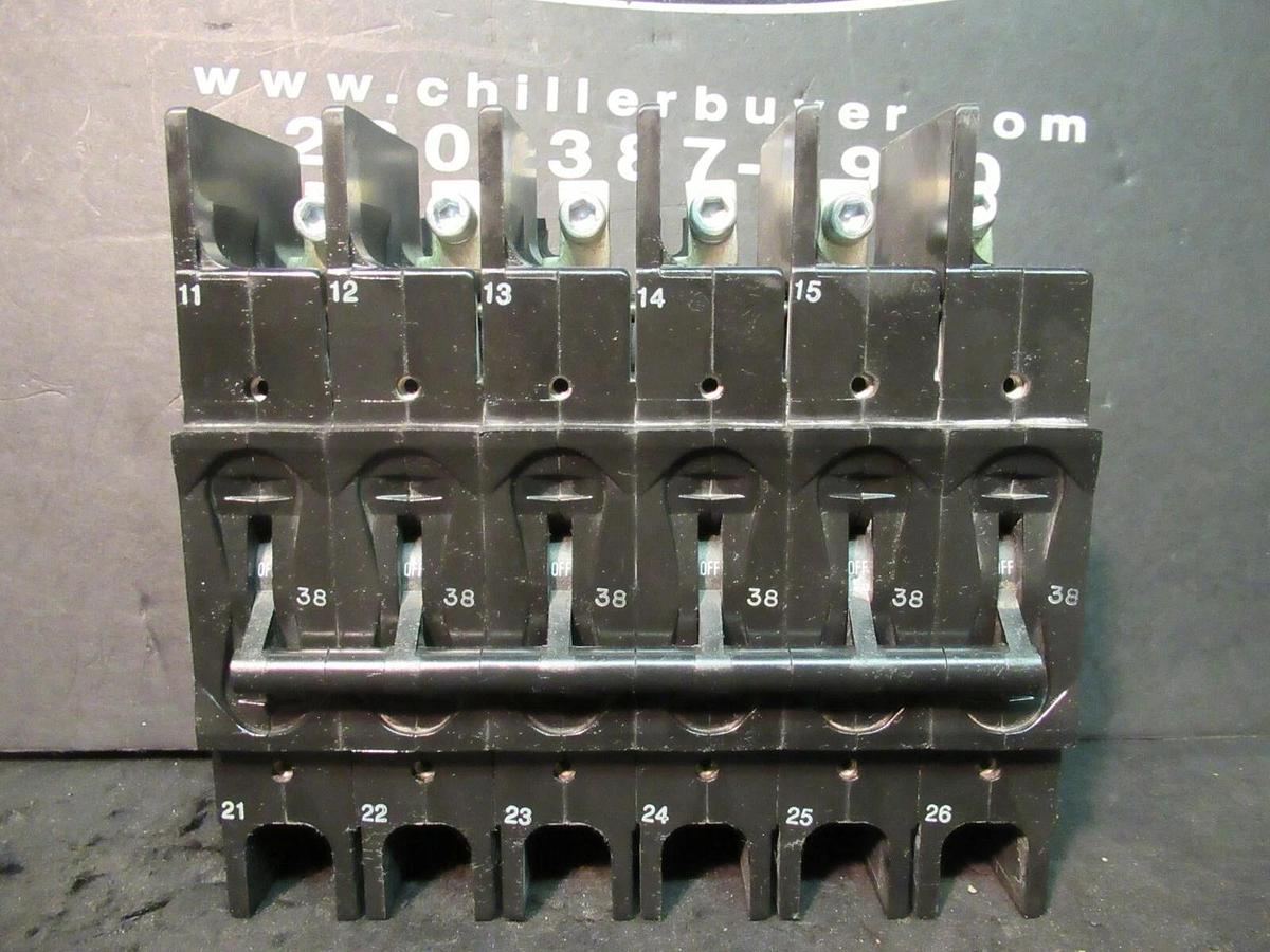 Used AIRPAX 6 POLE 38 AMP BREAKER 480 VAC LINE 9613 219-6-2601-612 HH83XE612-B 44 A
