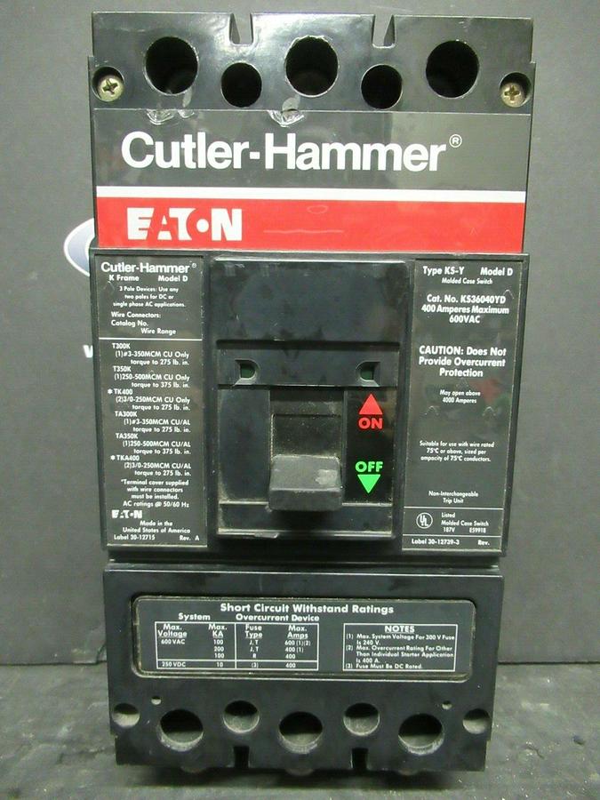 Used 400 AMP CUTLER HAMMER MOLDED CASE SWITCH KS36040YD 600 VAC **WARRANTY**