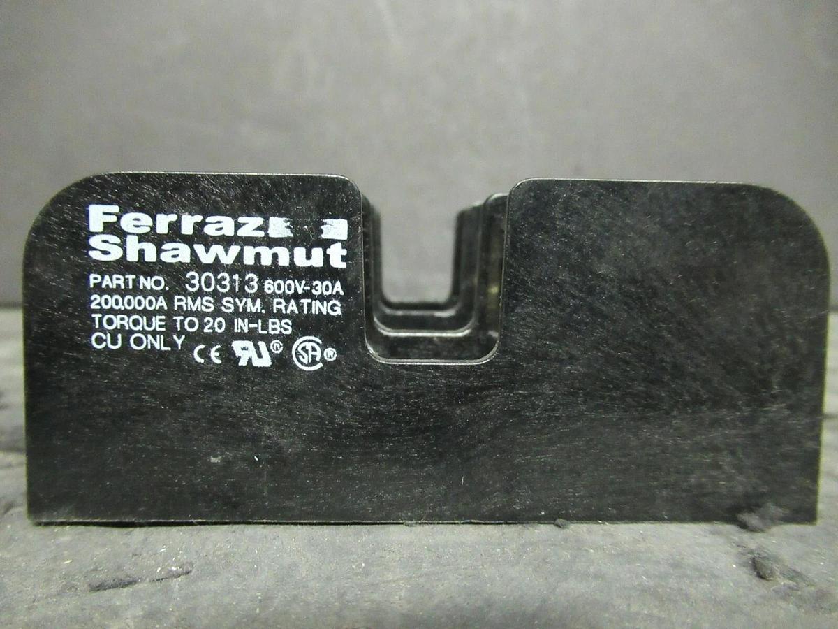 Used FERRAZ AND SHAWMUT FUSE HOLDER 30313 FOR 30 AMP 600 V **WARRANTY INCLUDED!**