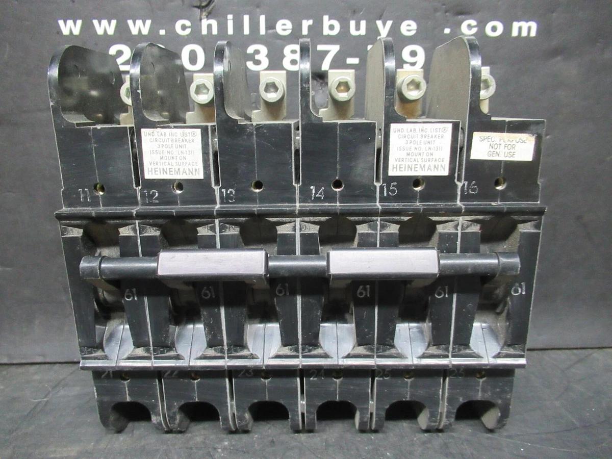 Used HEINEMANN BREAKER CF6-Z1-73 CF6-G8-DU 70 AMP TRIP 240 VAC HH83XE664A