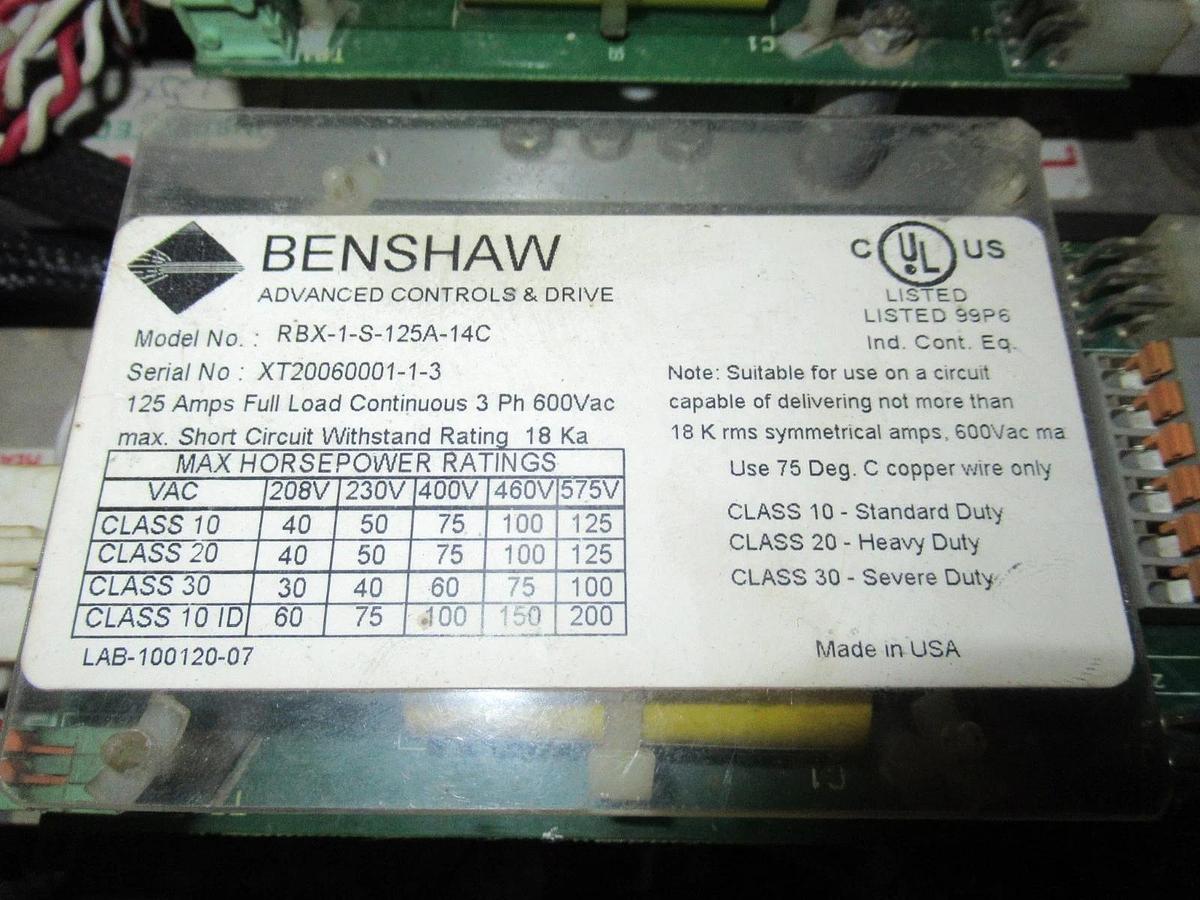 Used BENSHAW SOLID STATE SOFT STARTER 125A 3-PHASE 600VAC **WARRANTY INCLUDED**