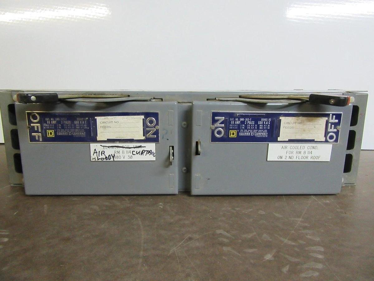 Used SQUARE D QMB SAFETY DISCONNECT SWITCH QMB362T 60 AMP 600 VAC 3-POLE 50 HP