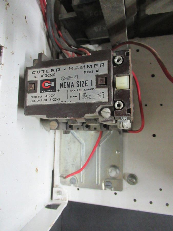 Used CUTLER HAMMER MOTOR STARTER CONTROL 12" W/ A10CN0 NEMA SIZE 1 15 AMP 600 VAC