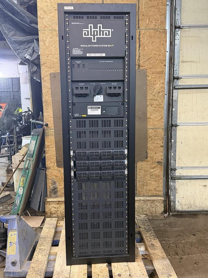 Used ALPHA MODULAR UPS CABINET AMPS80-3-30 80HP 0200018 208V 88 AMP W/ BYPASS SWITCH